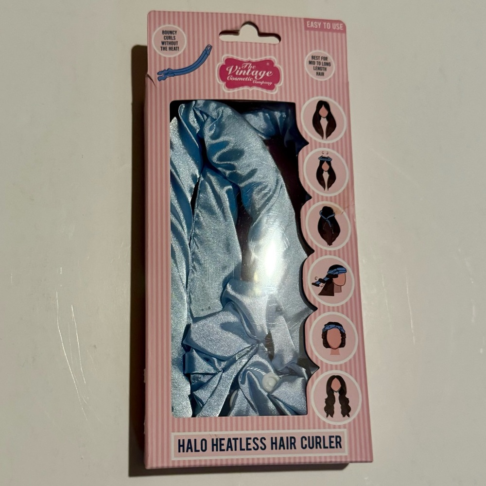 The Vintage Cosmetic Company HALO HEATLESS HAIR CURLER Go Curl Go! SATIN blue